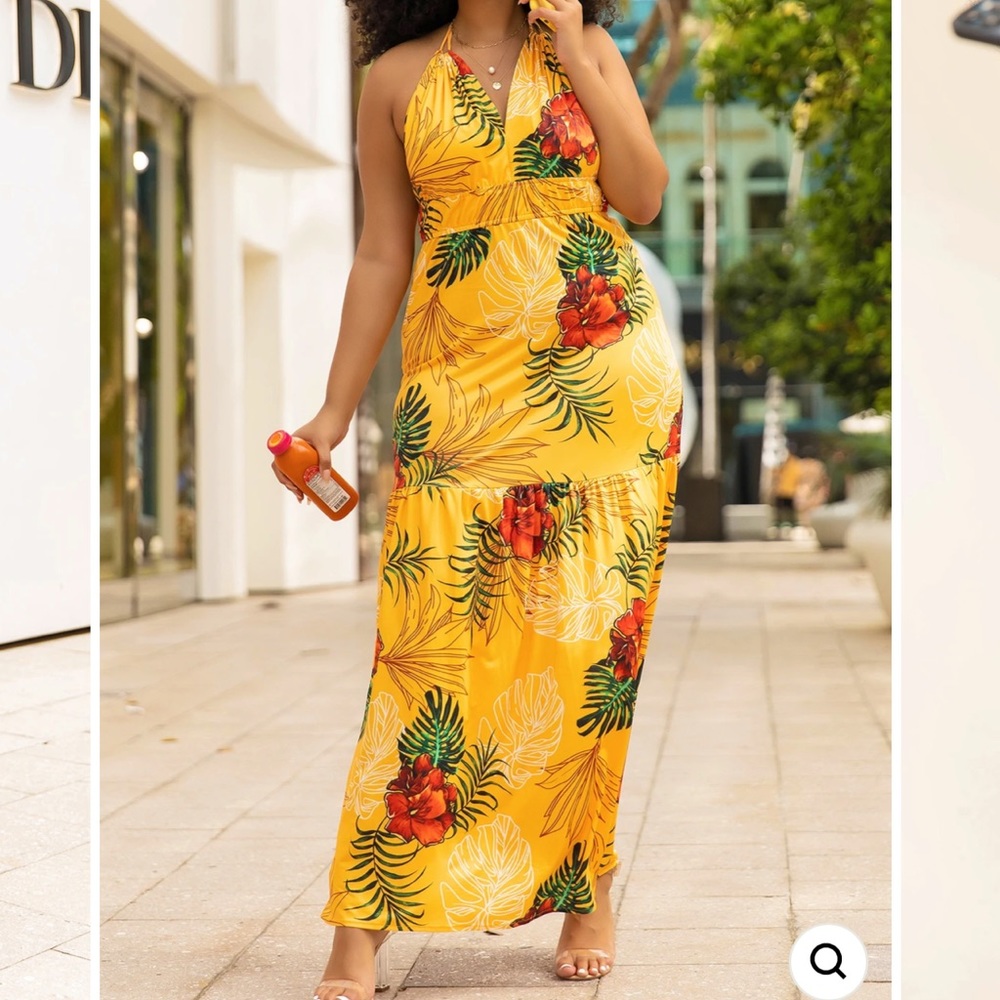 Plus size halter neck REBDOLLS maxi dress